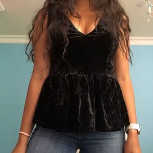 BCBGeneration black crushed velvet sleeveless top